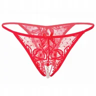 Majtki damskie - Stringi koronkowe z rozcięciem perełki - S/M - miniaturka - grafika 1