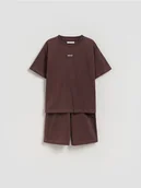 Koszulki dla chłopców - Reserved - Bawełniany komplet - ciemnobrązowy - miniaturka - grafika 1