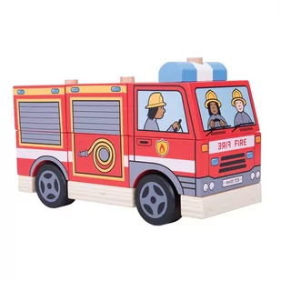 Bigjigs Toys Pojazd z klocków Straż Pożarna - Klocki - miniaturka - grafika 1