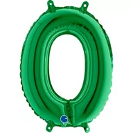 Balony i akcesoria - Balon foliowy cyfra 0 zielony, 35 cm - miniaturka - grafika 1