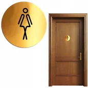 Tablice i flipcharty - TABLICZKA TOALETA WC PIKTOGRAM DAMSKA OZNACZENIE NA DRZWI GRAWER ZŁOTY - miniaturka - grafika 1