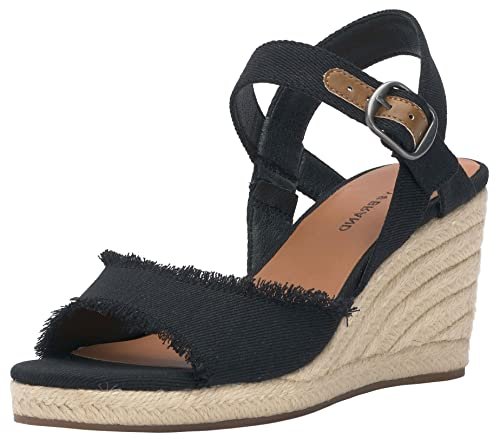 Lucky Brand Damskie sandały mindra klin espadryle, czarny, 36 EU szerokie