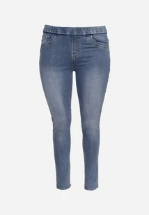 Niebieskie Jeansy Skinny z Gumką w Talii z Wysokim Stanem Neveara - Spodnie damskie - miniaturka - grafika 1