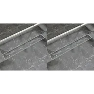 Odpływy liniowe - VidaXL Odpływ prysznicowy liniowy, stal nierdzewna, 2 szt., 830x140 mm - miniaturka - grafika 1