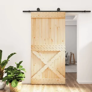 Drzwi przesuwne z osprzętem, 100x210 cm, lite drewno sosnowe Lumarko! - Drzwi wewnętrzne - miniaturka - grafika 1