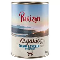 Mokra karma dla kotów - Korzystny pakiet Purizon Organic, 24 x 400 g - Łosoś i kurczak ze szpinakiem - miniaturka - grafika 1