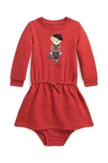 Sukienki i spódniczki dla dziewczynek - Polo Ralph Lauren sukienka niemowlęca kolor czerwony mini rozkloszowana - grafika 1