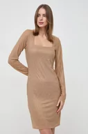 Sukienki - Guess sukienka kolor beżowy mini dopasowana - miniaturka - grafika 1