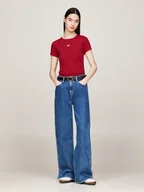 Koszulki i topy damskie - TOMMY JEANS Koszulka w kolorze bordowym - miniaturka - grafika 1