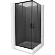 Kabiny prysznicowe - Mexen Rio kabina prysznicowa kwadratowa 90x90 cm, grafit, czarna + brodzik Rio, biały - miniaturka - grafika 1