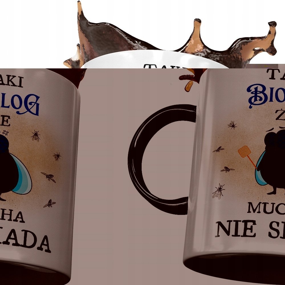 Kubek Czarny Dla Biologa Taki że Mucha nie Siada z Nadrukiem ze Zdjęciem + Opakowanie na prezent (wzór 01)