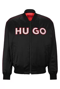 HUGO Męska kurtka bomberka Balix2311 Relaxed-Fit z satyny z wyszywanym logo, czarny (Black1), XS - Kurtki męskie - miniaturka - grafika 1