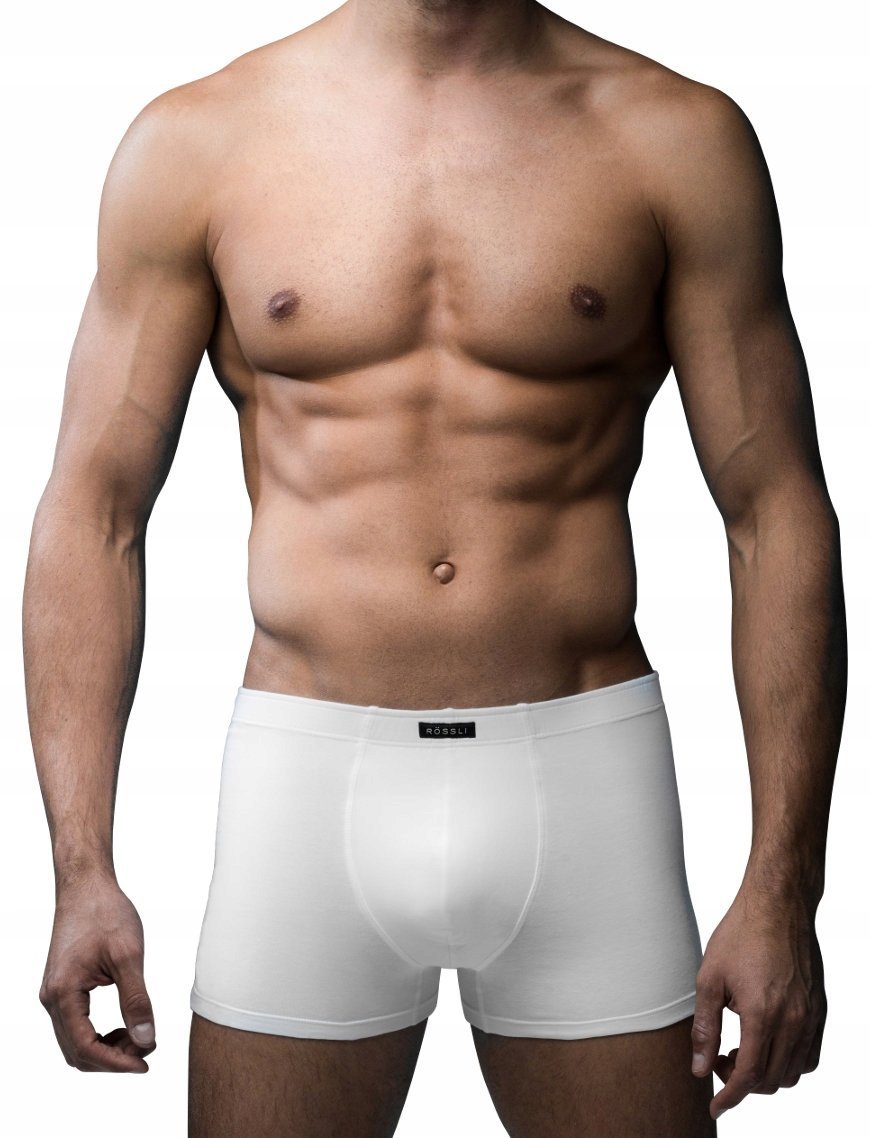 SZORTY MĘSKIE ROSSLI MBU002 KRÓJ-ATLANTIC BAWEŁNA+ELASTAN BIAŁE XXL
