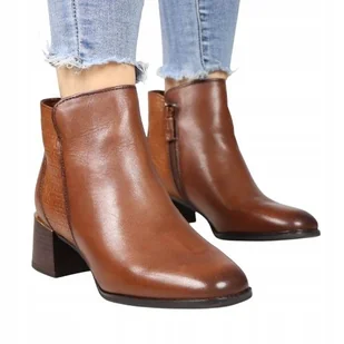 TAMARIS BOTKI DAMSKIE BRĄZOWE Z SKÓRĄ NA ZAMEK NISKIE 40 Ż5C - Botki damskie - miniaturka - grafika 1