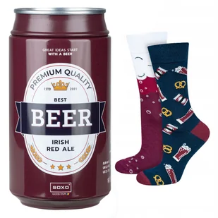 Skarpetki męskie kolorowe SOXO GOOD STUFF zabawne piwo irish red ale w puszce na prezent - 40–45 - Skarpetki damskie - miniaturka - grafika 1
