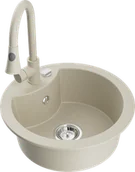 Zlewozmywaki z baterią - Mexen Diego zlewozmywak granitowy 1-komorowy z baterią kuchenną Elia, beżowy - 6512-69-670101-69 - miniaturka - grafika 1