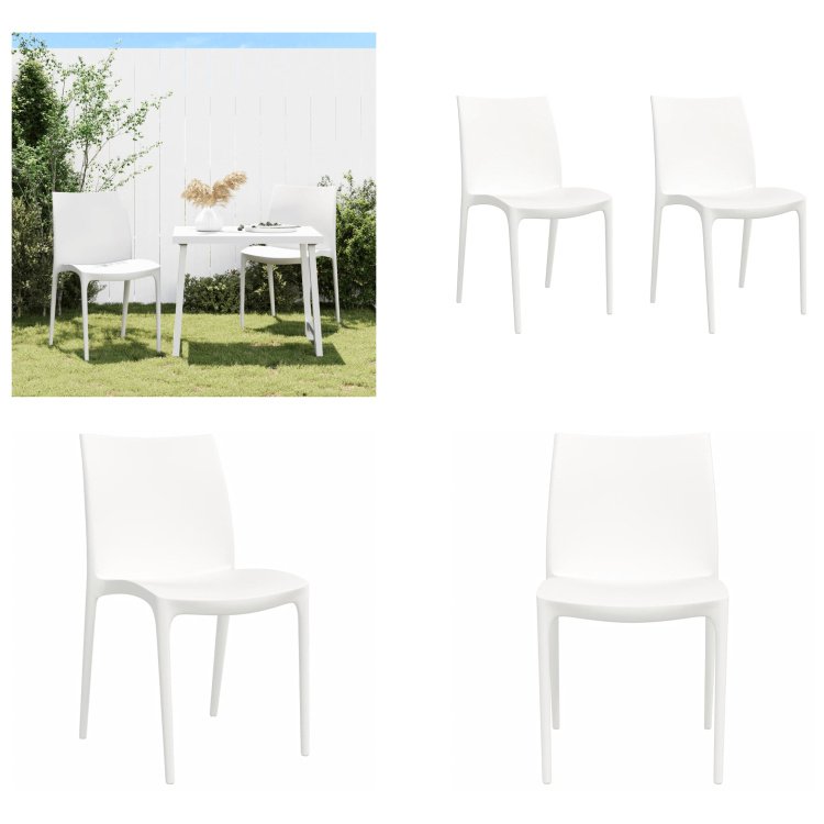 vidaXL Krzesła ogrodowe 2 szt. Białe 50x46x80 cm Polipropylen - Krzesło ogrodowe - Krzesła ogrodowe - Meble ogrodowe do siedzenia - Krzesło tarasowe