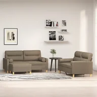 Komplety wypoczynkowe - vidaXL 3-częściowy komplet wypoczynkowy z poduszkami, taupe, tkanina - miniaturka - grafika 1