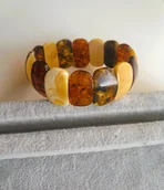 Bransoletki - BRANSOLETKA BURSZTYN KONIAK MLECZNY ZIELONY PRASOWANY GUMKA MINI MIDI MAXI - miniaturka - grafika 1