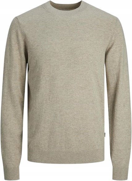 JACKJONES BEŻOWY SWETER MĘSKI BAWEŁNIANY Z OKRĄGŁYM DEKOLTEM XS J5B
