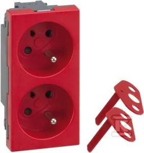Kontakt Simon Kontakt_Simon Gniazdo podwójne S500 DATA z uziemieniem 2x230V 16A z kluczami bez sygnalizacji nożowe czerwony 50000469-037 - Gniazdka elektryczne - miniaturka - grafika 1