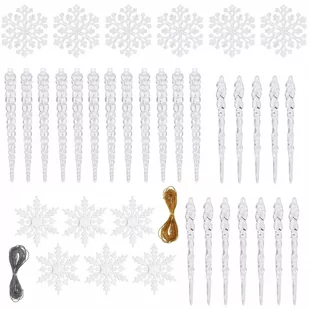 Ozdoba choinkowa 36 szt. akrylowa, świąteczna zawieszka sopel, śnieżynka przezroczysty - Bombki - miniaturka - grafika 1