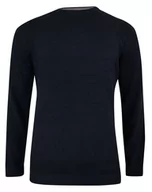 Swetry męskie - Sweter Ciemny Granatowy Bawełniany, Dziergany, Tłoczony Wzór (U-neck) -Adriano Guinari - miniaturka - grafika 1