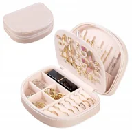 Biżuteria - akcesoria - ﻿Szkatułka kuferek organizer pudełeczko na biżuterię skórzany futerał mały - miniaturka - grafika 1