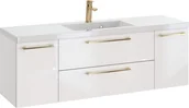 Szafki łazienkowe - Szafka z Umywalką ROSEN 140 cm D - Uchwyt Złoty - miniaturka - grafika 1