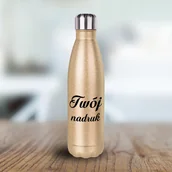 Butelki termiczne - Metalowa butelka izotermiczna 500 ml z Twoim nadrukiem - złoty brokat - miniaturka - grafika 1