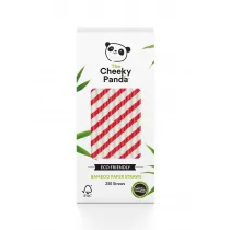 The Cheeky Panda The Cheeky Panda Bamboo Paper Straws 250 Szt Biało-Czerwone Słomki Do Napojów I Drinków Z Papieru Bambusowego - Słomki do napojów - miniaturka - grafika 1