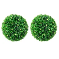 Sztuczne kwiaty - vidaXL Sztuczne kule bukszpanowe z diodami LED 2 szt. Zielone 47 cm - miniaturka - grafika 1