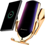 Uchwyty samochodowe do telefonów - Uchwyt samochodowy automatyczny Alogy R2 ładowarka indukcyjna Qi do auta do kratki 10W Złoty - miniaturka - grafika 1