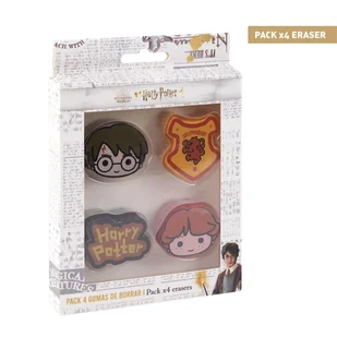 Gumki do ścierania Harry Potter - produkt licencyjny 4 sztuki - Gumki biurowe - miniaturka - grafika 1
