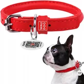 Obroże dla psów - Skórzana obroża dla psa WAUDOG Glamour z paszportem QR, okrągła, czerwona, rozmiar XS, 17-20 cm 6 mm - miniaturka - grafika 1