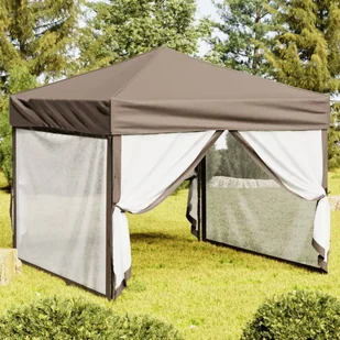 Składany namiot imprezowy ze ściankami, taupe, 3x3 m - Pawilony ogrodowe - miniaturka - grafika 1
