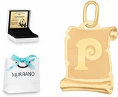 Zawieszki - Złota zawieszka 585 literka papirus PREZENT - miniaturka - grafika 1