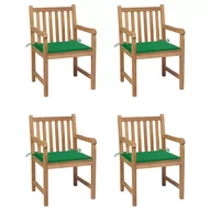 Fotele i krzesła ogrodowe - vidaXL Lumarko Krzesła ogrodowe, 4 szt., zielone poduszki, drewno tekowe! 3073009 - miniaturka - grafika 1