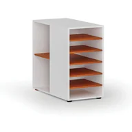 Inne meble biurowe - Dostawna szafka półkowa do biurka PRIMO WHITE, lewa, biała/wiśnia - miniaturka - grafika 1