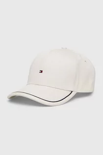 Czapki męskie - Tommy Hilfiger czapka z daszkiem bawełniana kolor biały z aplikacją - grafika 1
