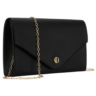 Czarna kopertówka damska wykonana ze skóry ekologicznej, jednokomorowa - Rovicky - Torebki damskie - miniaturka - grafika 1