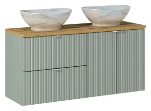 Zestaw szałwiowa szafka łazienkowa z umywalkami - Selmira 10X - Szafki łazienkowe - miniaturka - grafika 1