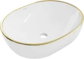 Umywalki - Mexen Viki umywalka nablatowa 48 x 35 cm, biała/złota rant - 21054805 - miniaturka - grafika 1