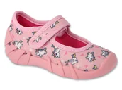 Kapcie damskie - Kapcie baleriny dziecięce dziewczęce na rzepy różowe Befado 109N267-20 - miniaturka - grafika 1