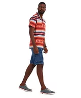 Koszule męskie - Joe Browns Męska koszula z płaskim kołnierzem w paski Azteckie z krótkim rękawem, średnia, pomarańczowa, zachód słońca, M - miniaturka - grafika 1