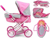 Domki dla lalek - Wózek Dla Lalek Głęboki Z Gondolą Prestige Różowy Zabawka Wózki Dla Lalki Zabawkowe Do Zabawy - miniaturka - grafika 1