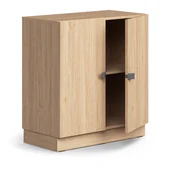 Szafy biurowe - Szafa QBUS, 1 półka, cokół, uchwyty, 868x800x420 mm, dąb - miniaturka - grafika 1