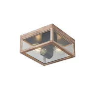 Lampy ogrodowe - QAZQA Industrialna lampa sufitowa z nadrukiem drewna IP44 2-źródła światła - Charlois - miniaturka - grafika 1