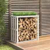 Akcesoria kominkowe - vidaXL Zewnętrzny stojak na drewno, biały, 108x52x106 cm, lita sosna - miniaturka - grafika 1