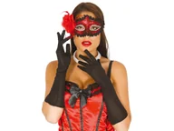 Dodatki do strojów karnawałowych - Rękawiczki karnawałowe czarne długie - 45 cm. - miniaturka - grafika 1